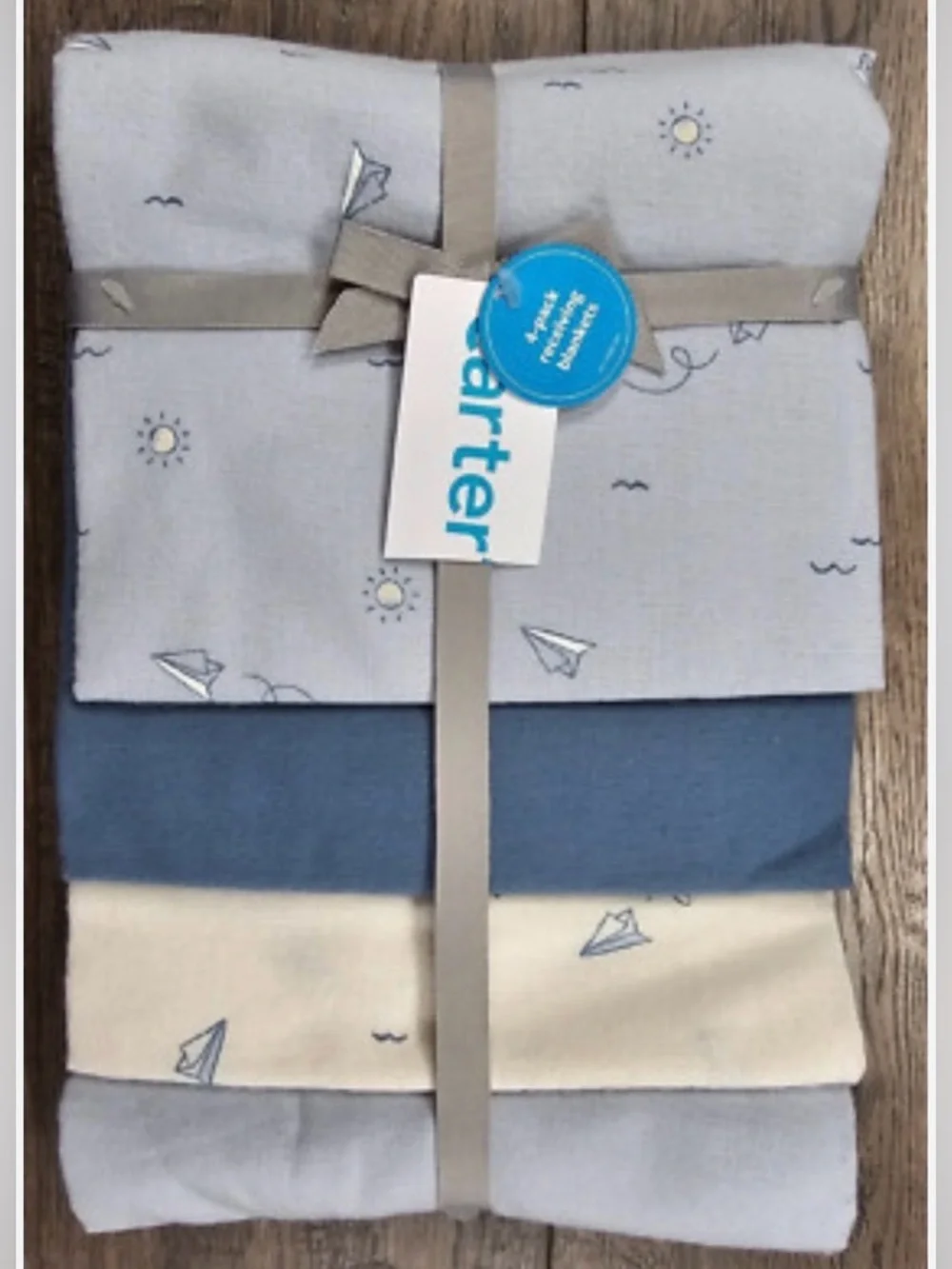 Baby Boy New Carter's 4PK Paper Airplane Receiving Blankets